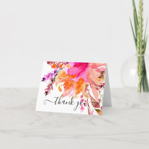 Cartão de agradecimento floral em aquarela rosa br