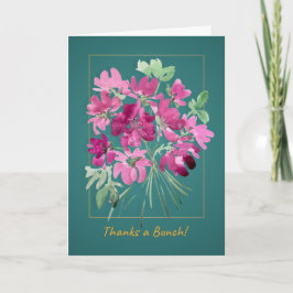 Cartão de Agradecimento Floral em Aquarela Rosa Vi
