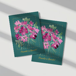 Cartão de Agradecimento Floral em Aquarela Rosa Vi