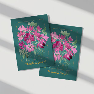 Cartão de Agradecimento Floral em Aquarela Rosa Vi