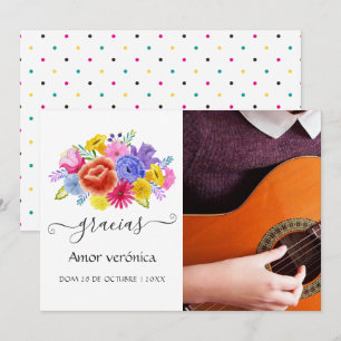 Cartão De Agradecimento Floral Espanhol Fiesta Quinceañera Foto Muito Obr