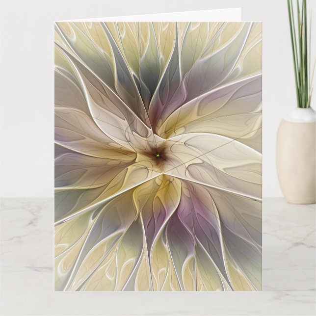 Cartão De Agradecimento Floral Fantasy Gold Aubergine Abstract Fractal Art (Frente)