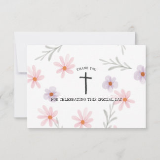 Cartão De Agradecimento Floral First Communy Girl