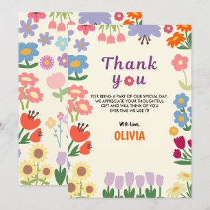 Cartão De Agradecimento Floral Fllower Birthday 5 Obrigado Flor Card