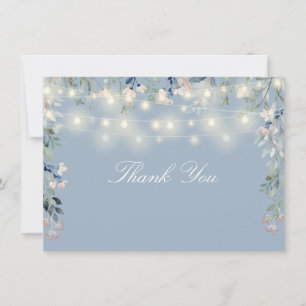 Cartão De Agradecimento Floral Flores Selvagens Dusty Blue String Lights