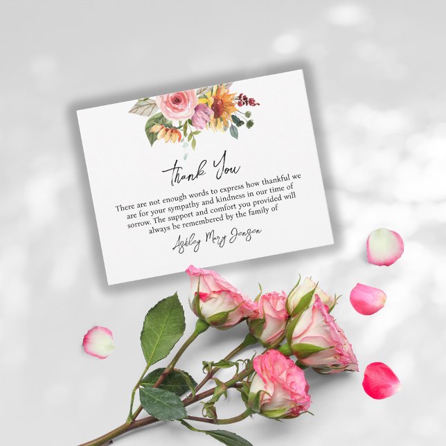 Cartão De Agradecimento Floral Funeral Thank You Note Card Bereavement (Criador carregado)