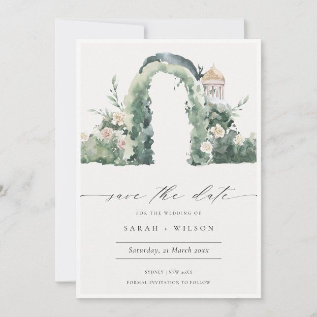 Cartão De Agradecimento Floral Garden Arch Botanical Save the Date Card (Frente)