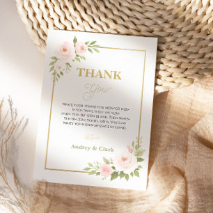 Cartão De Agradecimento Floral Gold Script Sweet Sixteen Elegante 16º