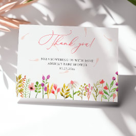 Cartão De Agradecimento Floral Greenery Rustic Baby Shower