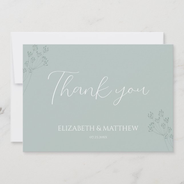Cartão De Agradecimento Floral Greenery Wedding Thank You Card (Frente)