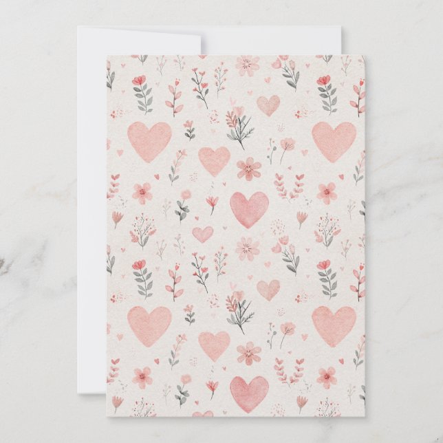 Cartão De Agradecimento Floral Hearts Thank You Card (Frente)