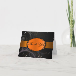 Cartão De Agradecimento Floral Laranja e Preto