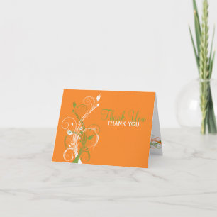 Cartão de Agradecimento Floral Laranja Verde Branc