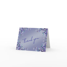 Cartão de Agradecimento Floral Lavanda Azul Lilás 