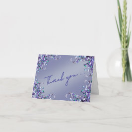 Cartão de Agradecimento Floral Lavanda Azul Lilás 