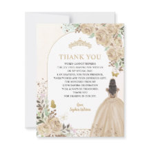 Floral Light Dourada Princesa Quinceanera Obrigado