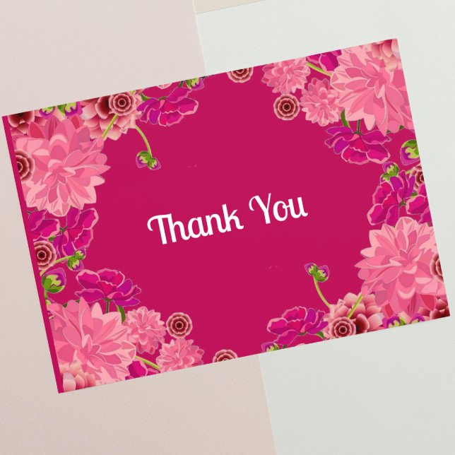 Cartão De Agradecimento Floral magenta (Criador carregado)