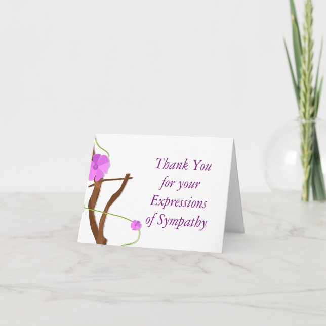 Cartão De Agradecimento Floral Memorial Obrigado pela Sua Simpatia (Frente)