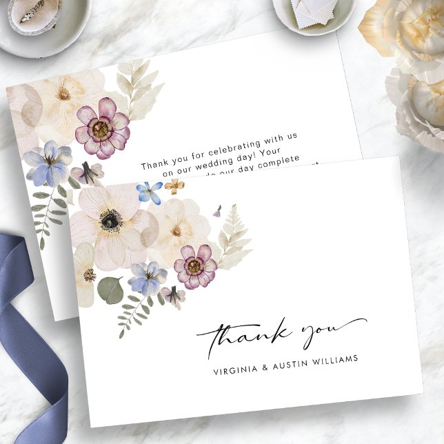 Cartão De Agradecimento Floral Moderna (Modern Boho Watercolor Floral Thank You Card by Painted Paperie
)