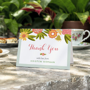 Cartão de Agradecimento Floral Moderno com Jardim 