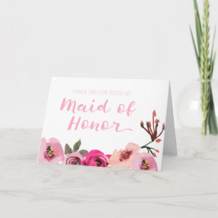 Cartão De Agradecimento Floral Obrigada Por Ser Minha Dama de Honra