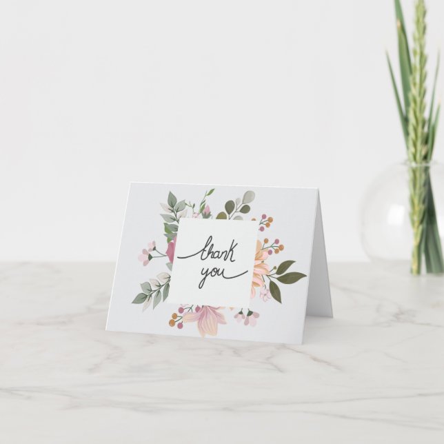 Cartão De Agradecimento Floral Obrigado (Frente)