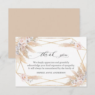 Cartão De Agradecimento Floral Pampas Grass Celebração do Memorial da Vi