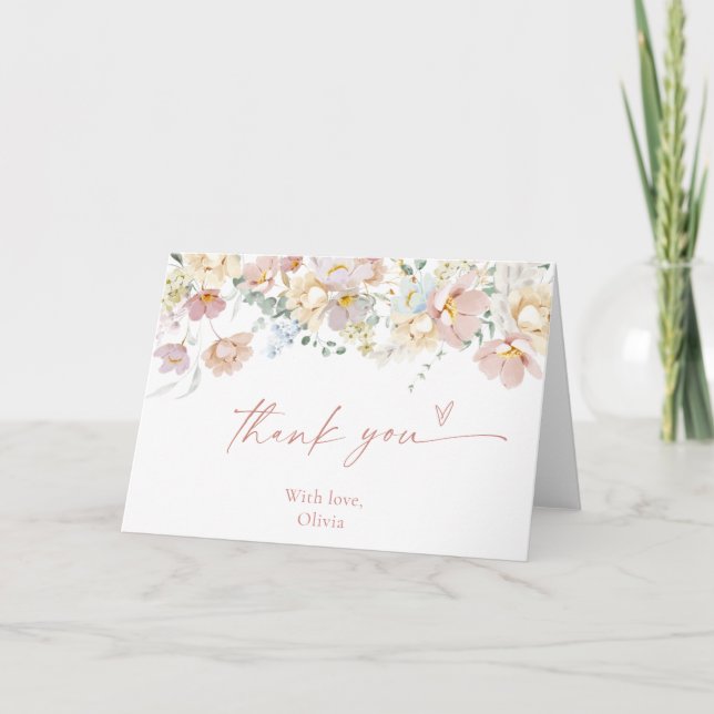 Cartão de Agradecimento Floral para Chá de Bebê, C (Frente)