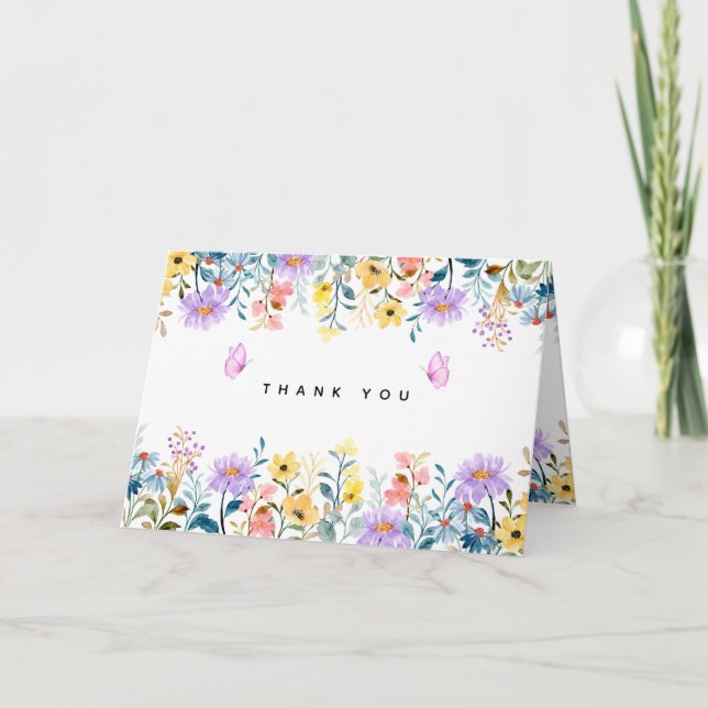 Cartão de agradecimento floral para impressão Down (Frente)