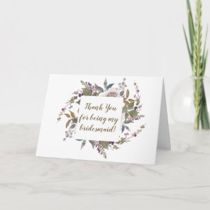 cartão de agradecimento floral para ser minha dama