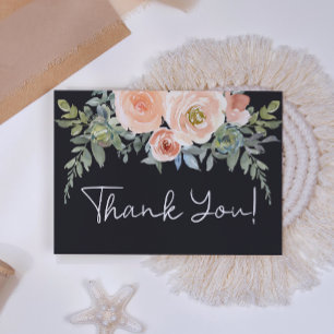 Cartão De Agradecimento Floral Pastel Verde Pêssego Navy