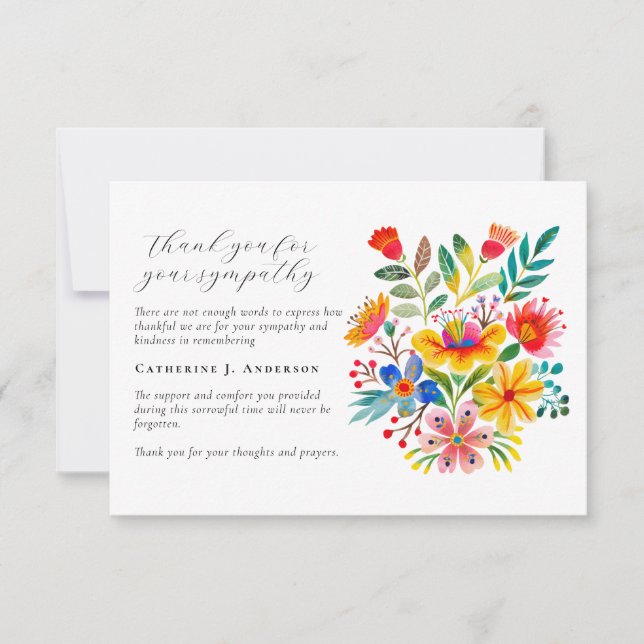 Cartão De Agradecimento Floral Photo Sympathy Funeral Memorial (Frente)