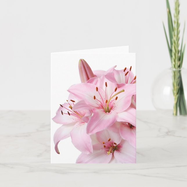 Cartão De Agradecimento Floral Pink Lily Flower Blank Notecard (Frente)