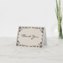 Cartão de Agradecimento Floral Preto com Mensagem 