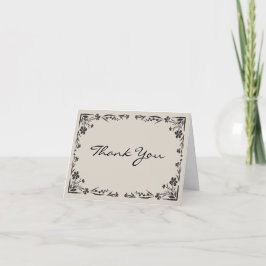 Cartão de Agradecimento Floral Preto com Mensagem