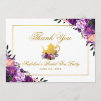 Floral Puro Dourado Obrigado Festa De Chá Bridal