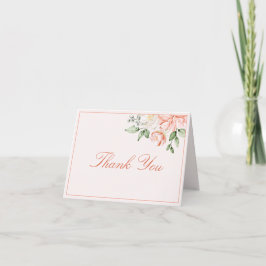 Cartão De Agradecimento Floral Romântico Botânico Rosa Esbranquiçado