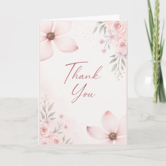 Cartão de Agradecimento Floral Rosa