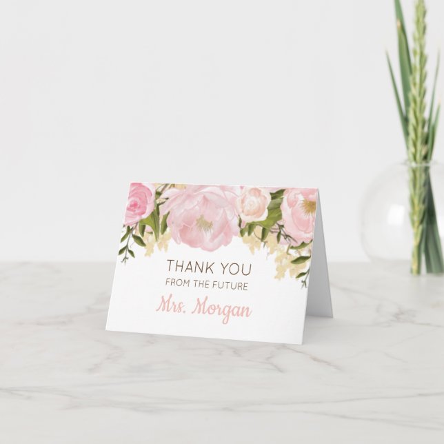 Cartão de Agradecimento Floral Rosa (Frente)