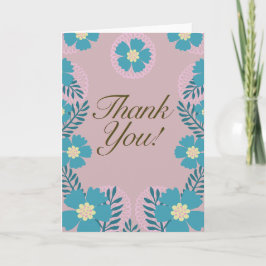 Cartão de Agradecimento Floral Rosa Azul