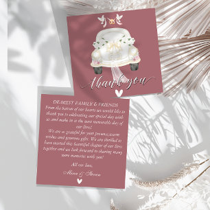 Cartão de agradecimento floral rosa de casamento