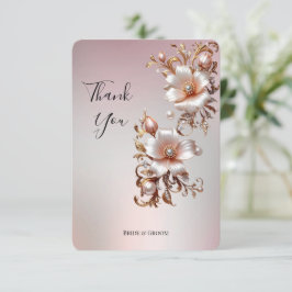 Cartão de Agradecimento Floral Rosa Decorativo