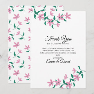 Cartão De Agradecimento Floral Rosa Elegante