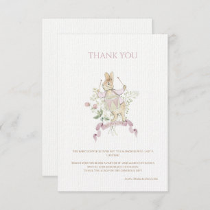 Cartão De Agradecimento Floral rosa Peter o Chá de fraldas do Monograma do