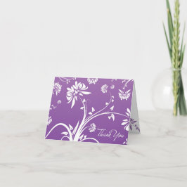 Cartão de Agradecimento Floral Roxo