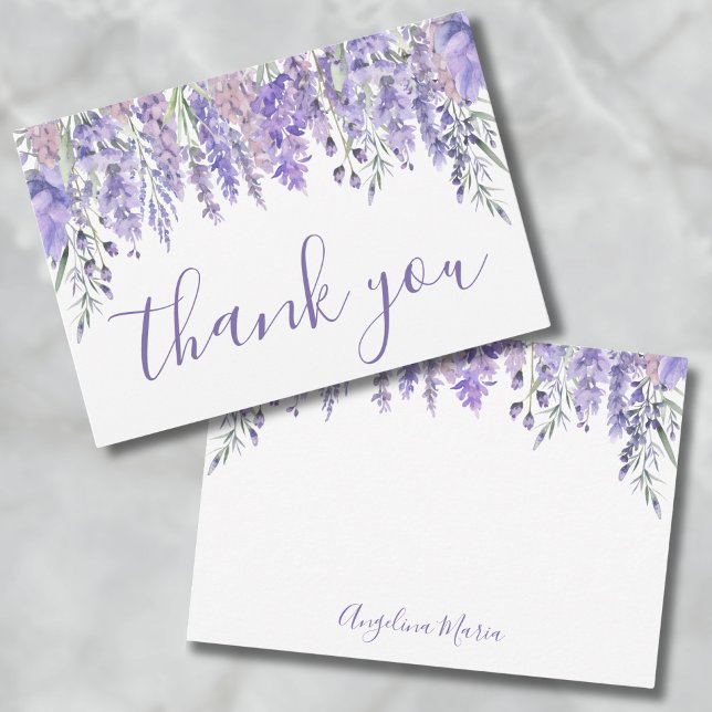 Cartão De Agradecimento Floral Roxo Aniversário de Quince Anos (Floral Purple Quinceañera Birthday Thank You Card)