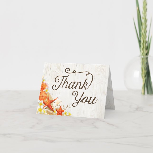 Cartão de Agradecimento Floral Rústico de Praia Co (Frente)