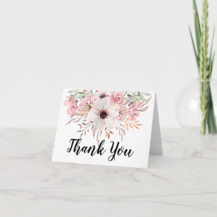 Cartão de Agradecimento Floral Rústico em Aquarela