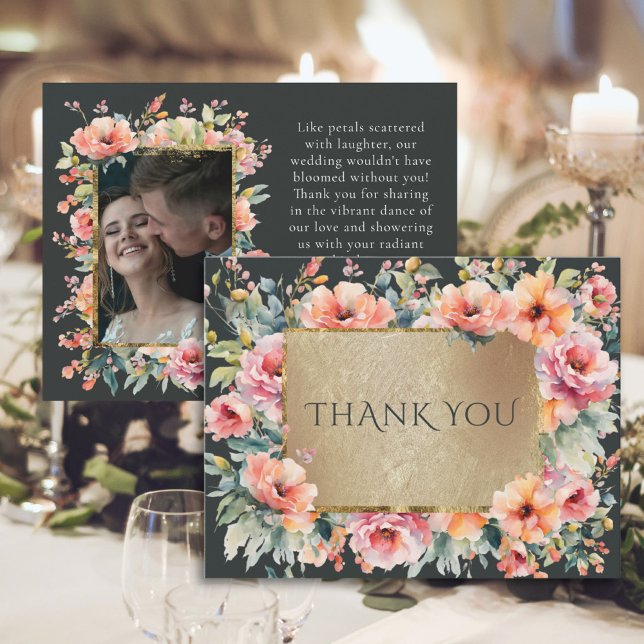 Cartão De Agradecimento Floral Sage Green Wedding Flat (Rustic Country Floral Sage Green Wedding Flat Thank You Card)