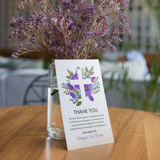 Cartão De Agradecimento Floral Santa Cruz Foto Funeral Obrigado (Criador carregado)